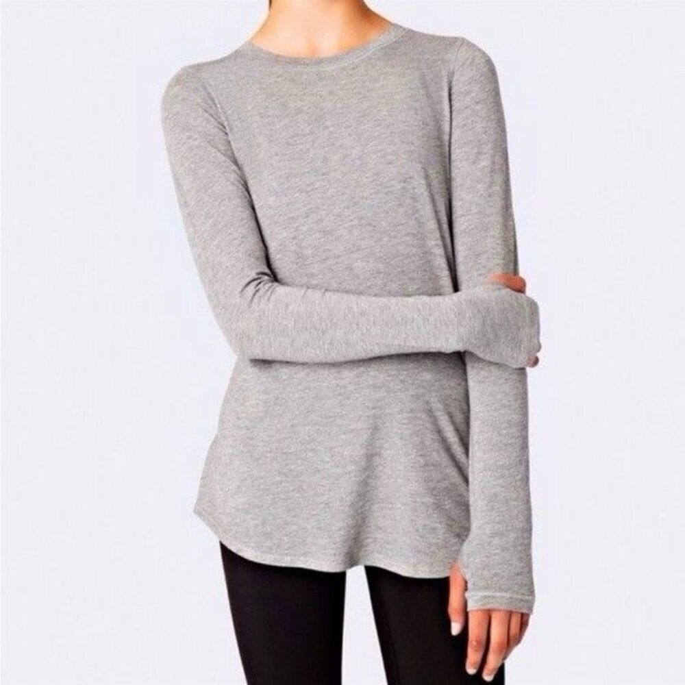 Ivivva By Lululemon Girls Heathered Gray Pullover Stretch Long Sleeve Baselayer